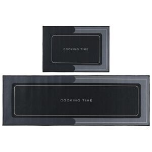 2pcs Geometric Kitchen Rugs Set Modern Washable Floor Mat 20"x32", 20"x63" Grey